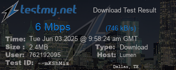 Speed Test Result