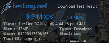 Speed Test Result