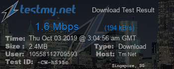 Speed Test Result