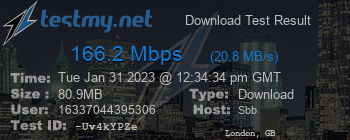 Speed Test Result