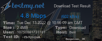 Speed Test Result