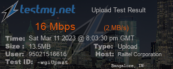 Speed Test Result