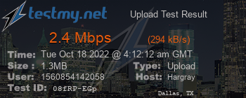 Speed Test Result