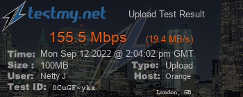 Speed Test Result