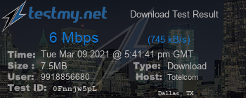 Speed Test Result