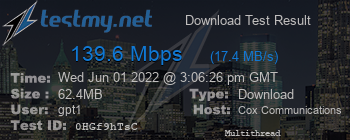 Speed Test Result