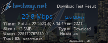 Speed Test Result