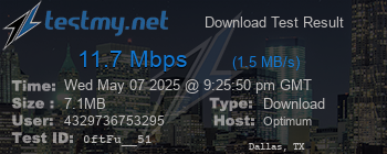 Speed Test Result