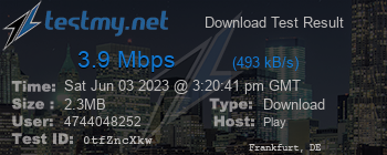 Speed Test Result