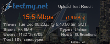 Speed Test Result