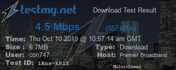 Speed Test Result