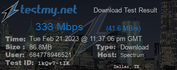 Speed Test Result