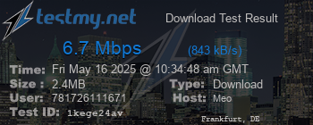 Speed Test Result