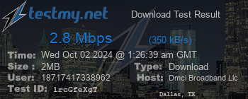 Speed Test Result