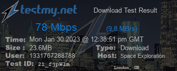 Speed Test Result