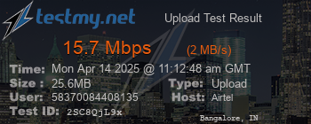 Speed Test Result