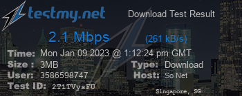 Speed Test Result