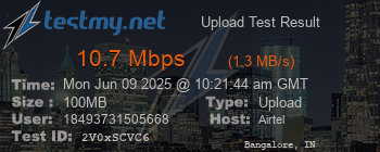 Speed Test Result