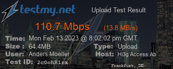 Speed Test Result