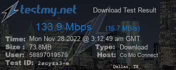 Speed Test Result