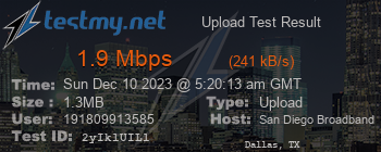 Speed Test Result