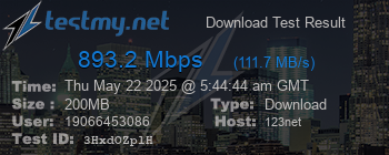 Speed Test Result