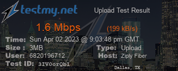 Speed Test Result