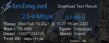 Speed Test Result