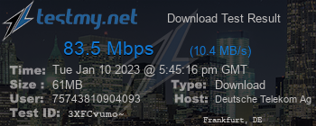 Speed Test Result