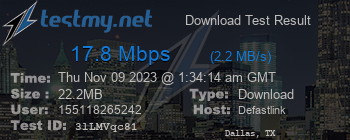 Speed Test Result