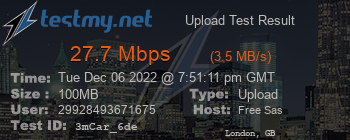 Speed Test Result