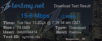 Speed Test Result