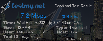 Speed Test Result