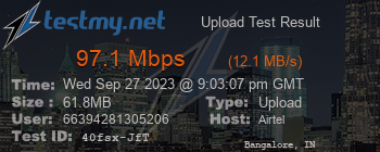 Speed Test Result