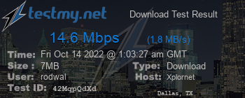 Speed Test Result