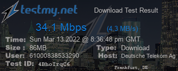 Speed Test Result