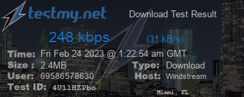 Speed Test Result