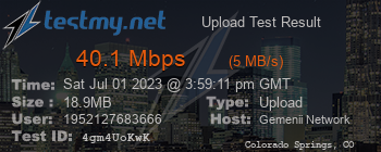 Speed Test Result