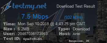 Speed Test Result