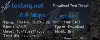 Speed Test Result