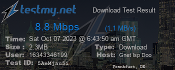 Speed Test Result