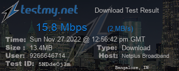 Speed Test Result