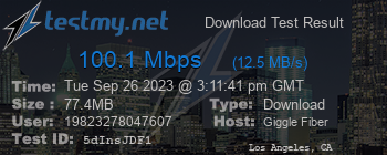 Speed Test Result