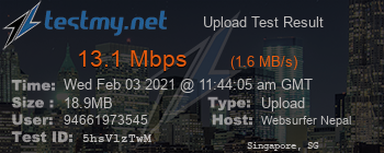 Speed Test Result