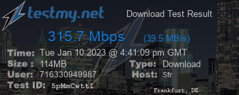 Speed Test Result