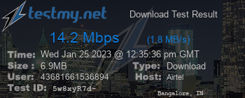 Speed Test Result