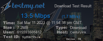 Speed Test Result