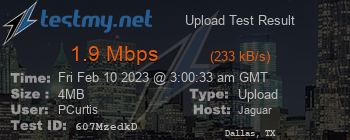 Speed Test Result