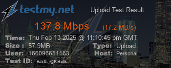 Speed Test Result