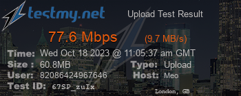 Speed Test Result